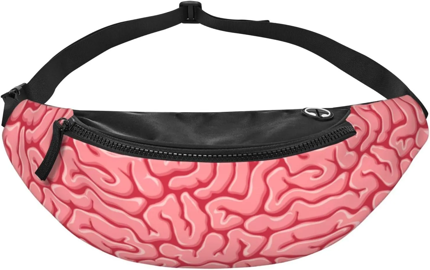 Brain Pattern Fanny Pack, Pink Waist Bag with Adjustable Strap, Novelty Design