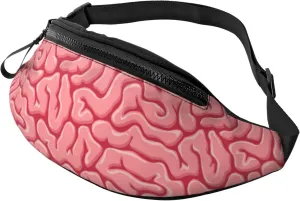 Brain Pattern Fanny Pack, Pink Waist Bag with Adjustable Strap, Novelty Design