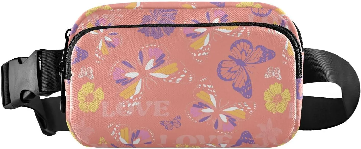 Bright Butterflies Fanny Pack Crossbody Bag for Men Women Belt Bag Bum Bag with Adjustable Strap, Fashion Waist Packs for Travel Running Workout