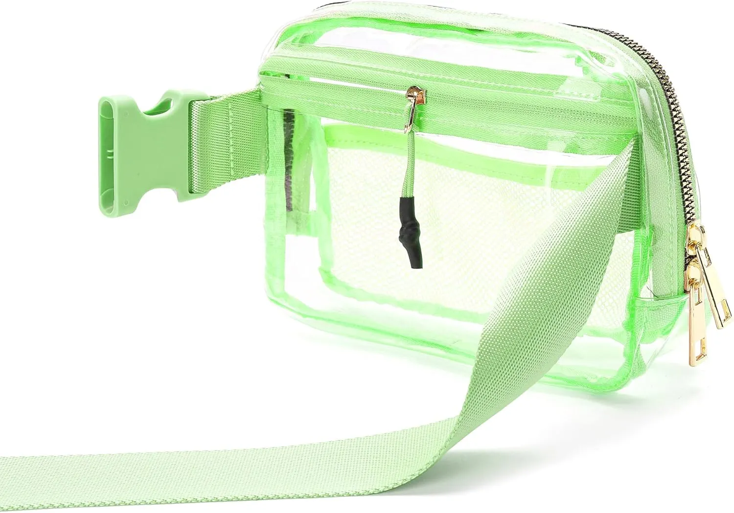 Brilliant Green Clear Belt Bag Fanny Pack Stadium Approved Crossbody Waist Bag for Women Men with Adjustable Strap for Concerts Sports Travelling Hiking Running