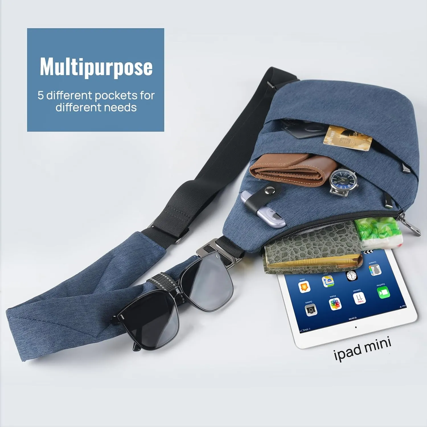 BROADREAM Anti Theft Crossbody Bag for Men Women - Slim Sling Bag Crossbody Shoulder Bag for Travel Hiking Sport Casual