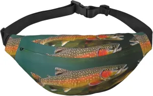 Brook Trout Fly Fishing Fanny Packs for Men Women Waist Packs Large Crossbody Belt Bag Bum Bag with Adjustable Strap