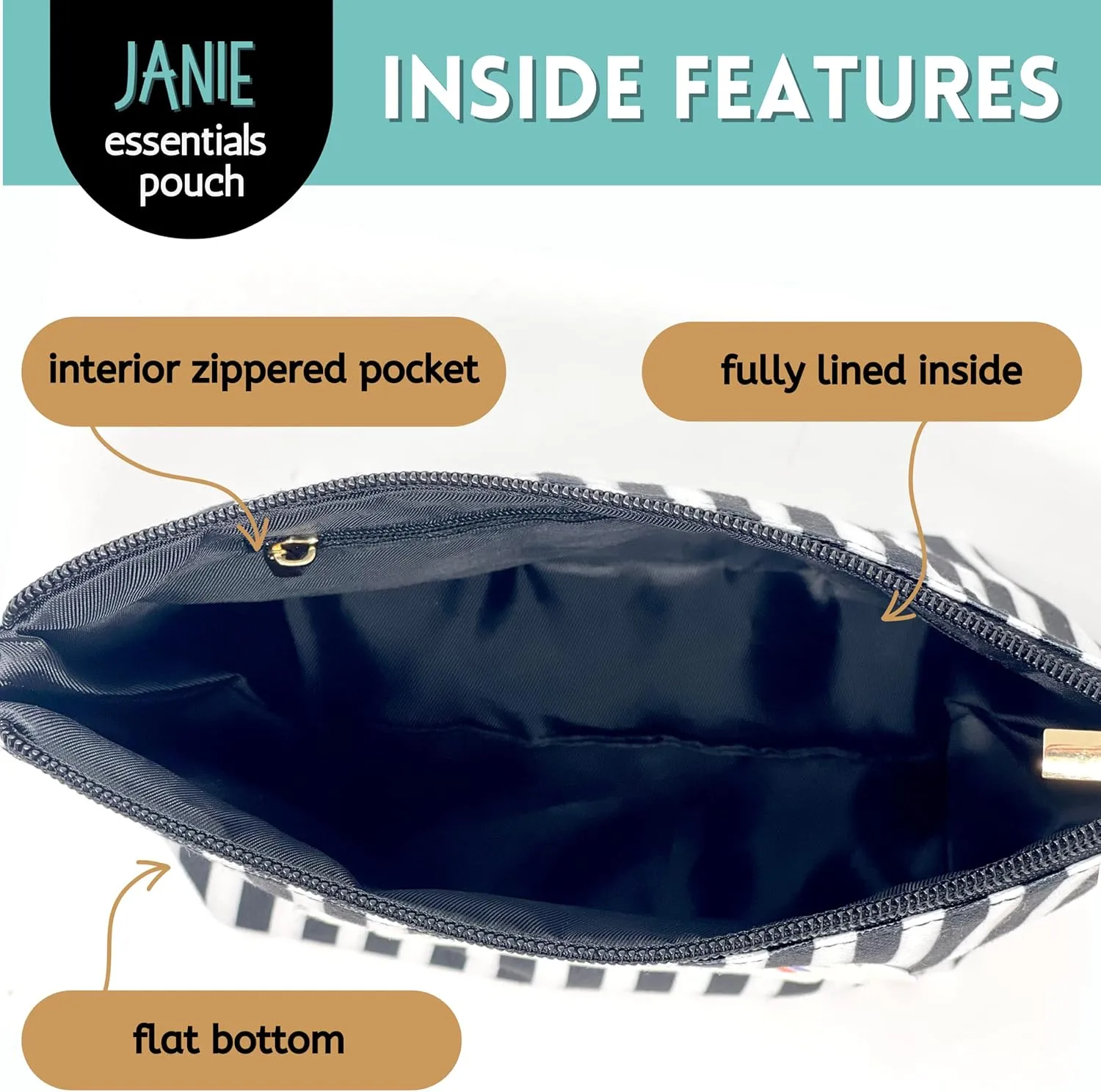 Brooke & Jess Designs Grandma Awesome Pouch Gifts for Women Striped Makeup Bags Cosmetic Bag Travel Toiletry Makeup Pouch Pencil Bag with Zipper Best Granny Birthday Just Because Gifts