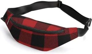 Buffalo Scottish Tartan Plaid Checkered Crossbody Fanny Pack Waist Packs Adjustable Shoulder Bags Sling Bag for Hiking Running Cycling