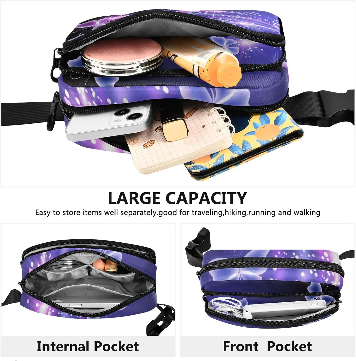 Butterfly Fanny Pack for Women Belt Bag Waterproof Adjustable Strap Waist Pouch Presents Casual Cycling Running