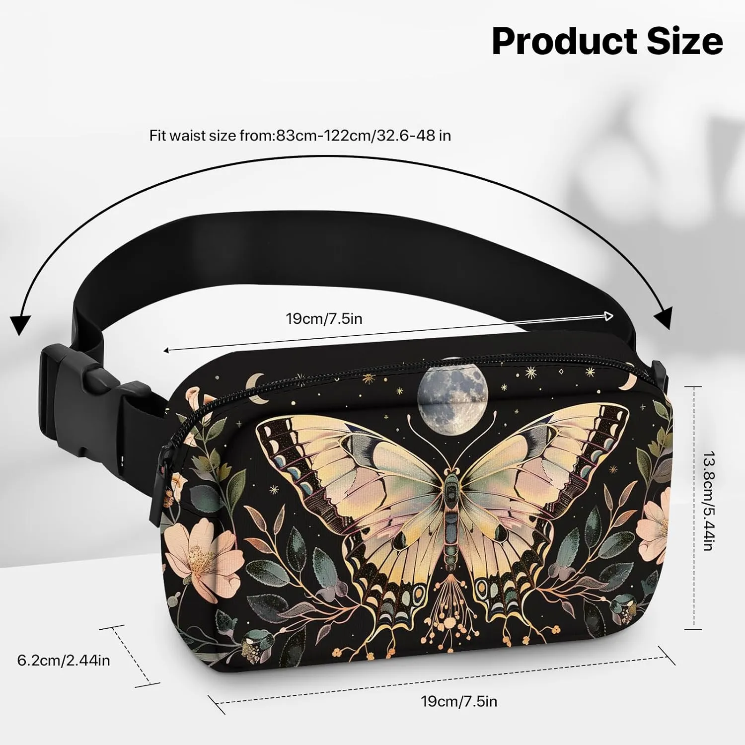 Butterfly Fanny Pack for Women Men Belt Bag Waterproof Waist Bags With Adjustable Straps Phone Purse Wallet Presents for Travel Sports Workout