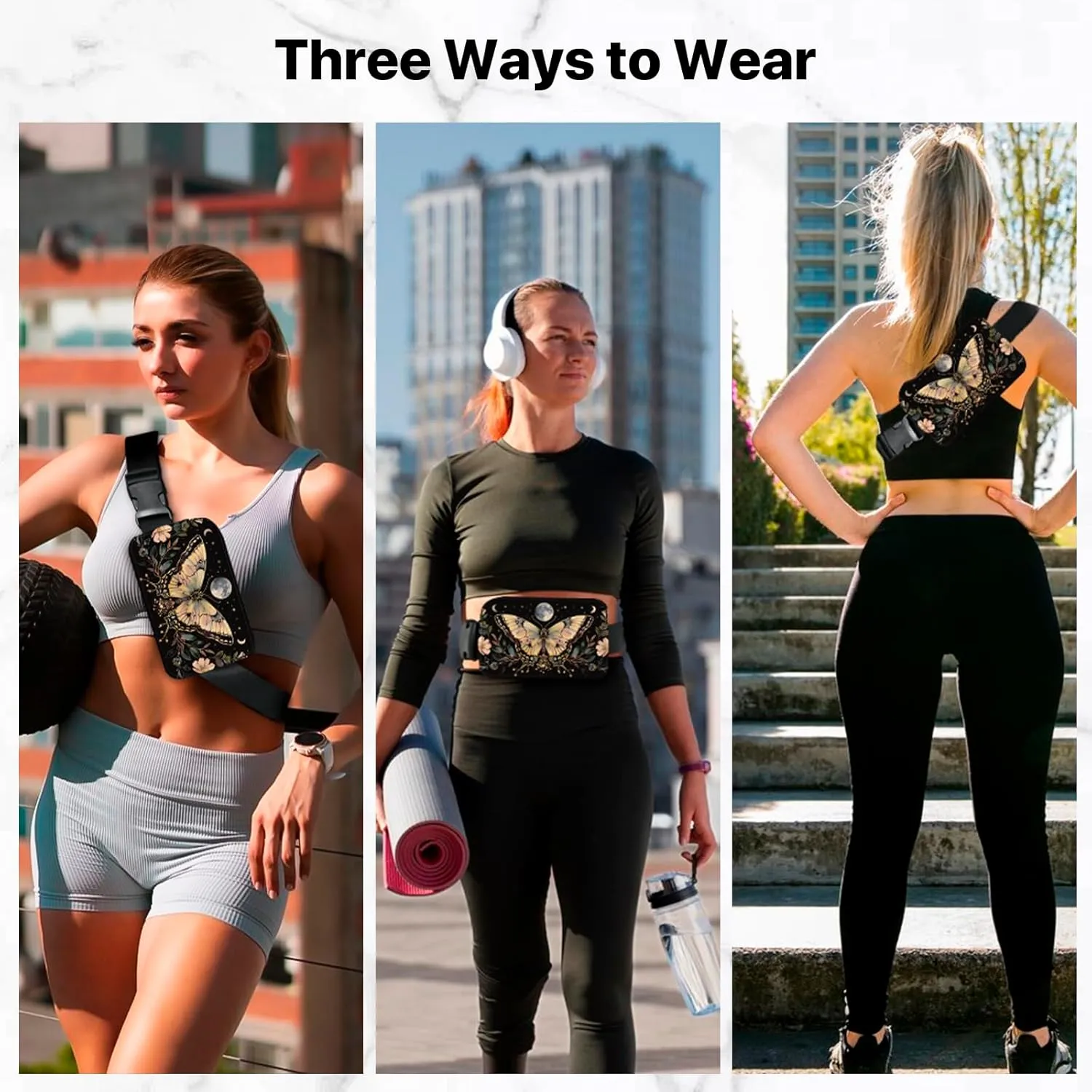 Butterfly Fanny Pack for Women Men Belt Bag Waterproof Waist Bags With Adjustable Straps Phone Purse Wallet Presents for Travel Sports Workout