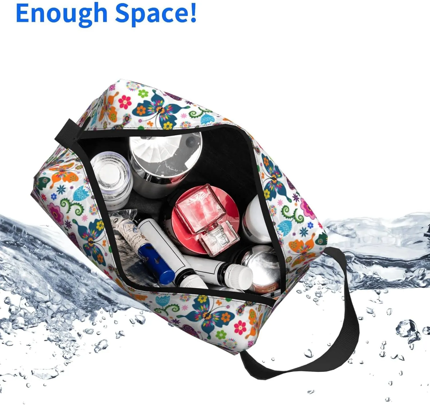 Butterfly Toiletry Bag Travel Cosmetic Bags Women Men Makeup Pouch Present Storage Waterproof with Zipper Colorful