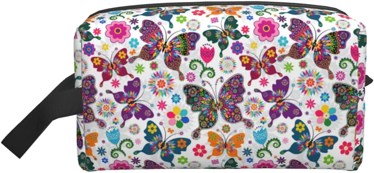 Butterfly Toiletry Bag Travel Cosmetic Bags Women Men Makeup Pouch Present Storage Waterproof with Zipper Colorful