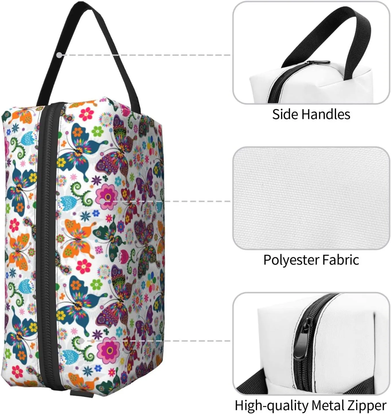 Butterfly Toiletry Bag Travel Cosmetic Bags Women Men Makeup Pouch Present Storage Waterproof with Zipper Colorful