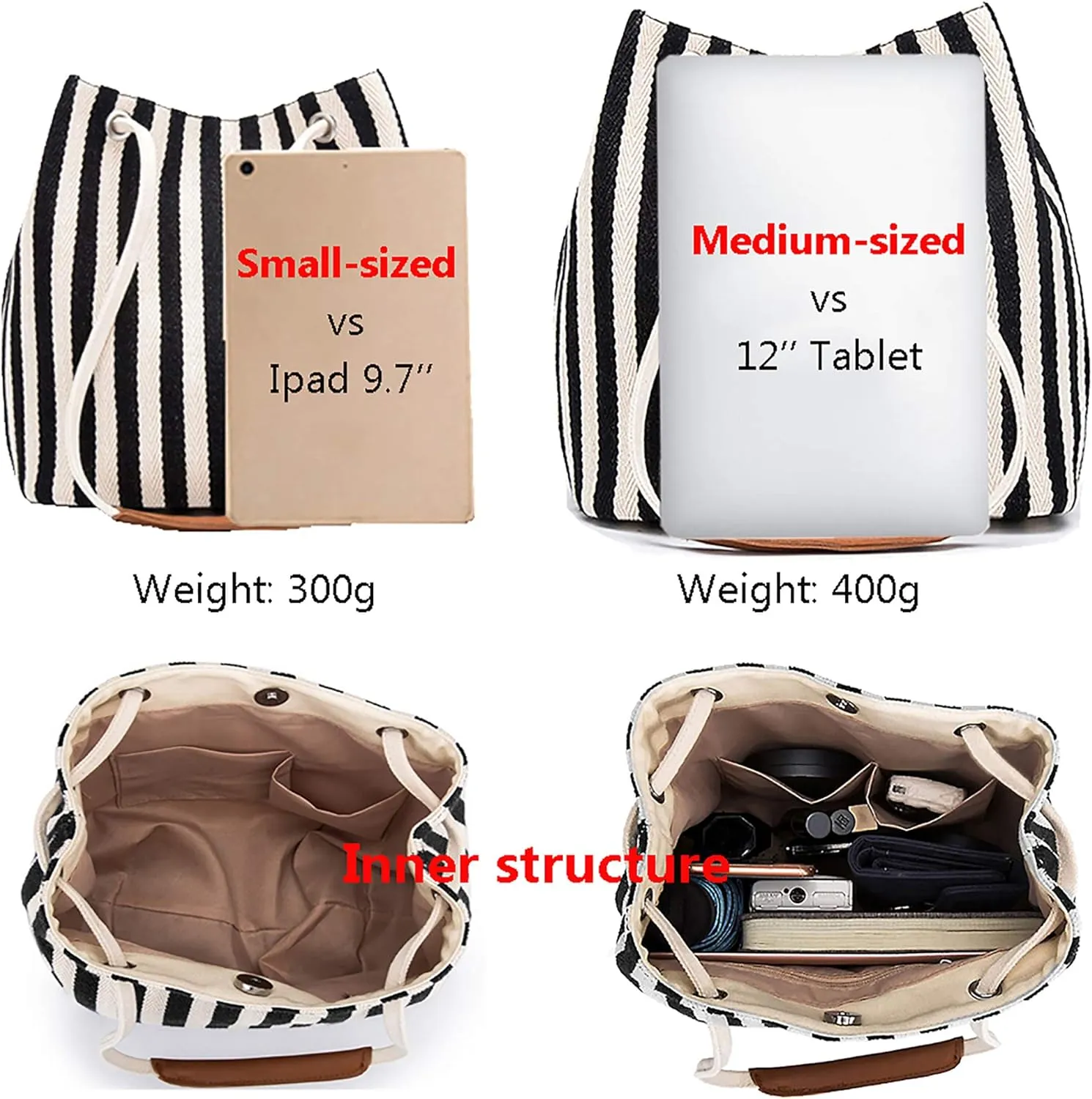 Bydenwely Women's Canvas Tote Bags Small Medium Shoulder Bag Daily Working Handbag for Holiday Travel Pool