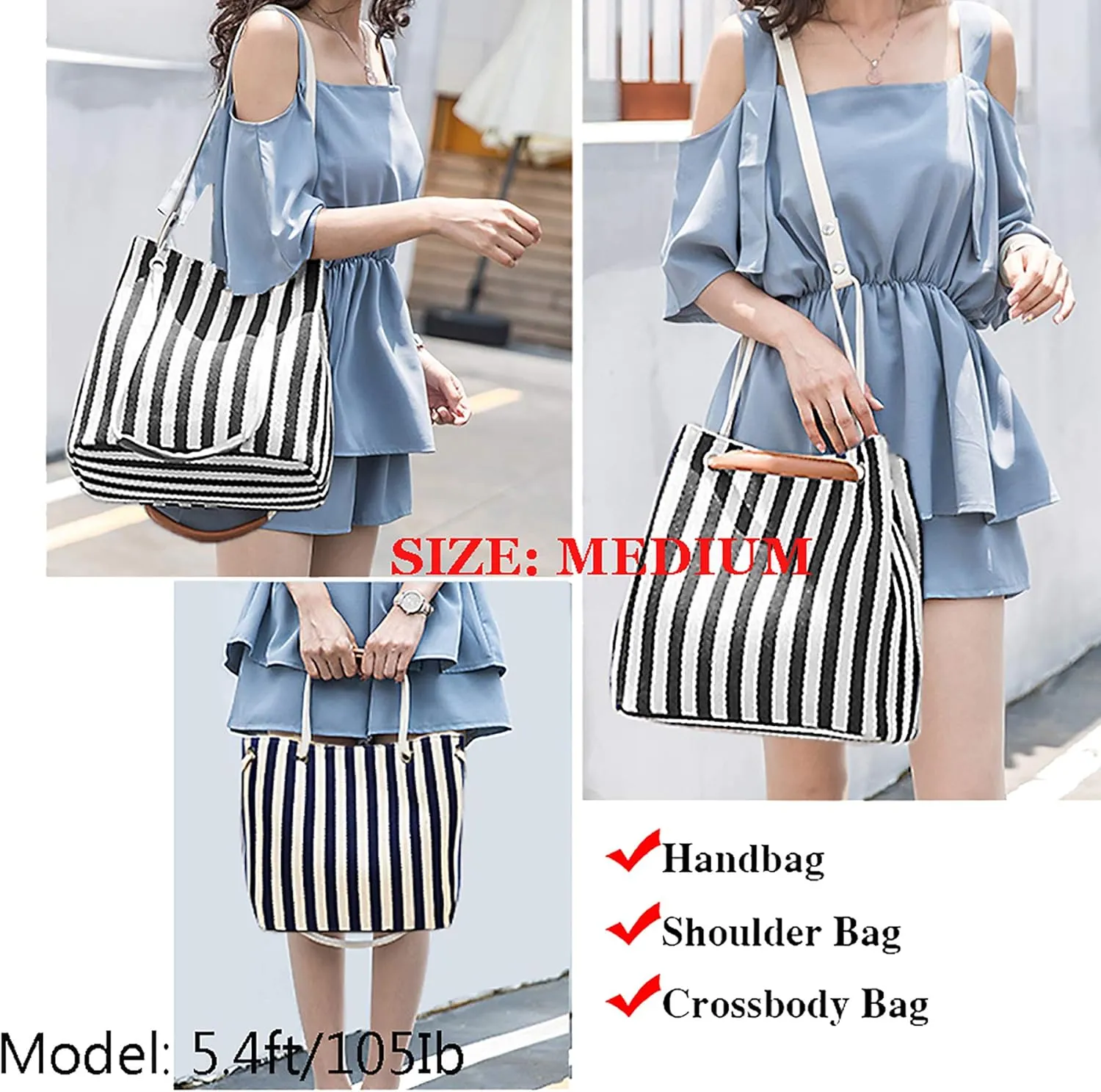 Bydenwely Women's Canvas Tote Bags Small Medium Shoulder Bag Daily Working Handbag for Holiday Travel Pool