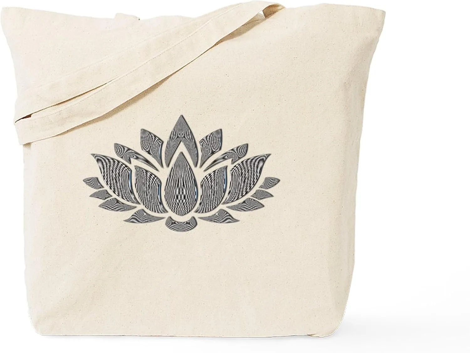 CafePress Black And White Lotus Tote Bag Reusable Natural Beige Canvas Shopping Bag