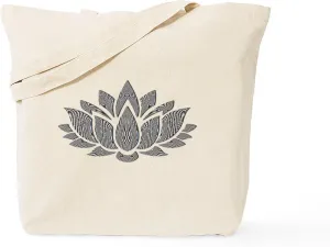 CafePress Black And White Lotus Tote Bag Reusable Natural Beige Canvas Shopping Bag