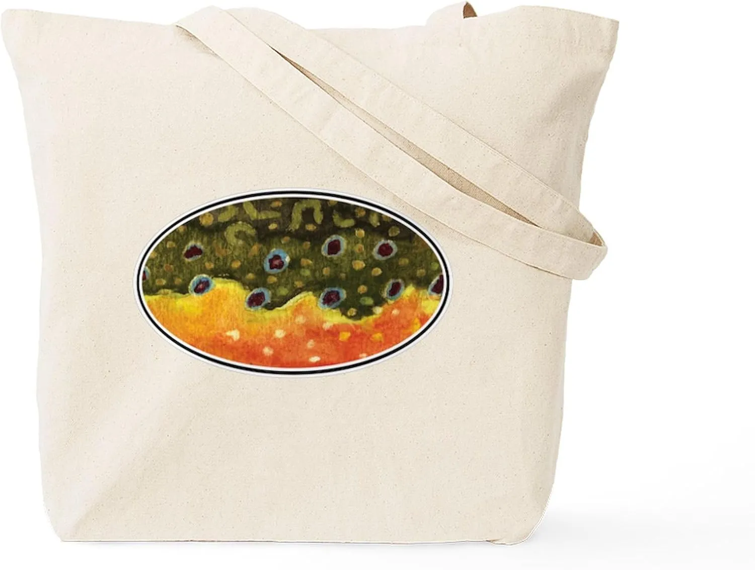 CafePress Brook Trout Fly Fishing Tote Bag Natural Canvas Tote Bag, Reusable Shopping Bag