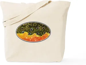 CafePress Brook Trout Fly Fishing Tote Bag Natural Canvas Tote Bag, Reusable Shopping Bag