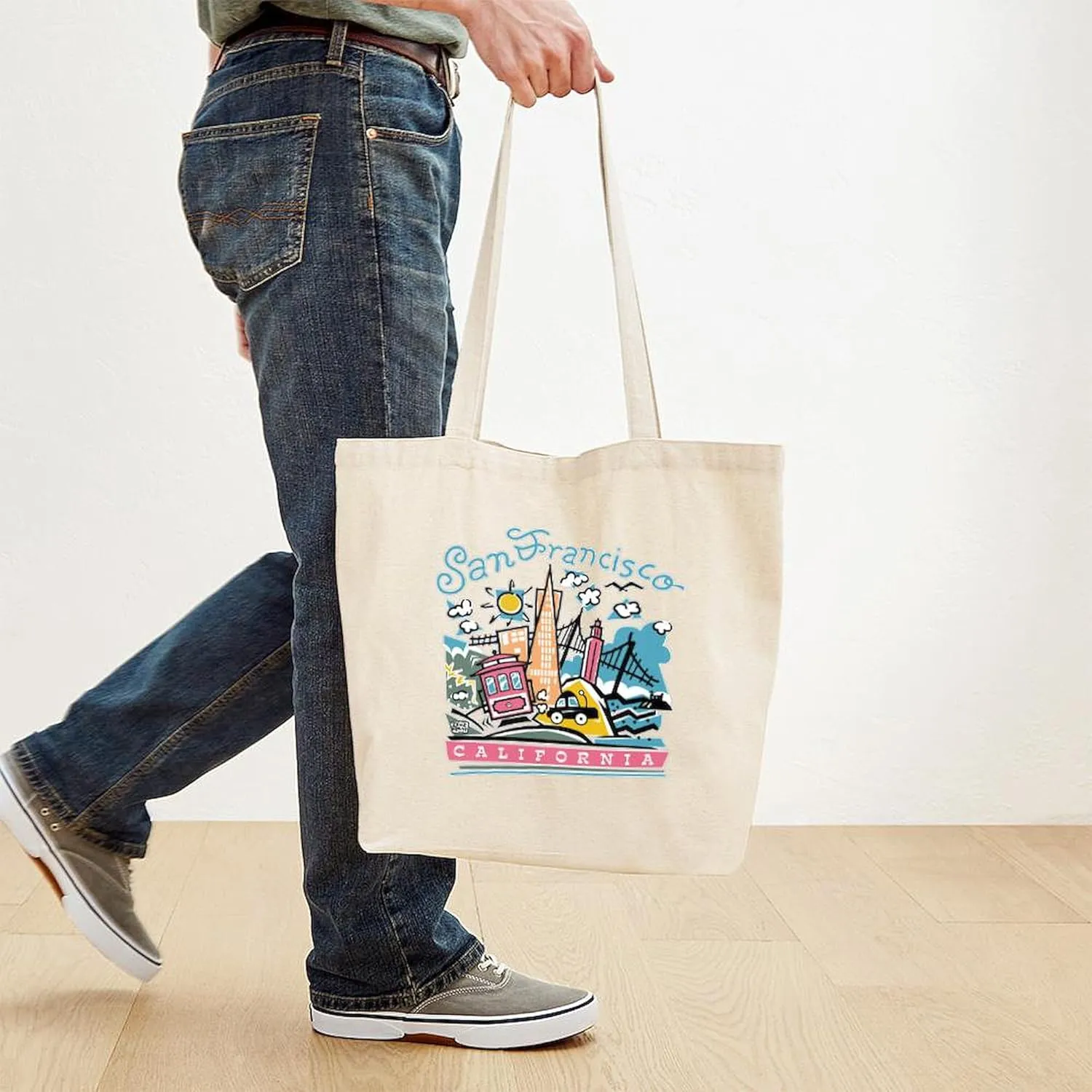 CafePress Fun San Francisco Tote Bag Natural Canvas Tote Bag, Reusable Shopping Bag