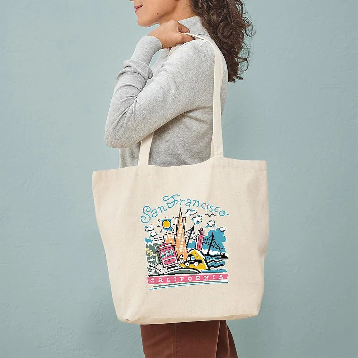 CafePress Fun San Francisco Tote Bag Natural Canvas Tote Bag, Reusable Shopping Bag
