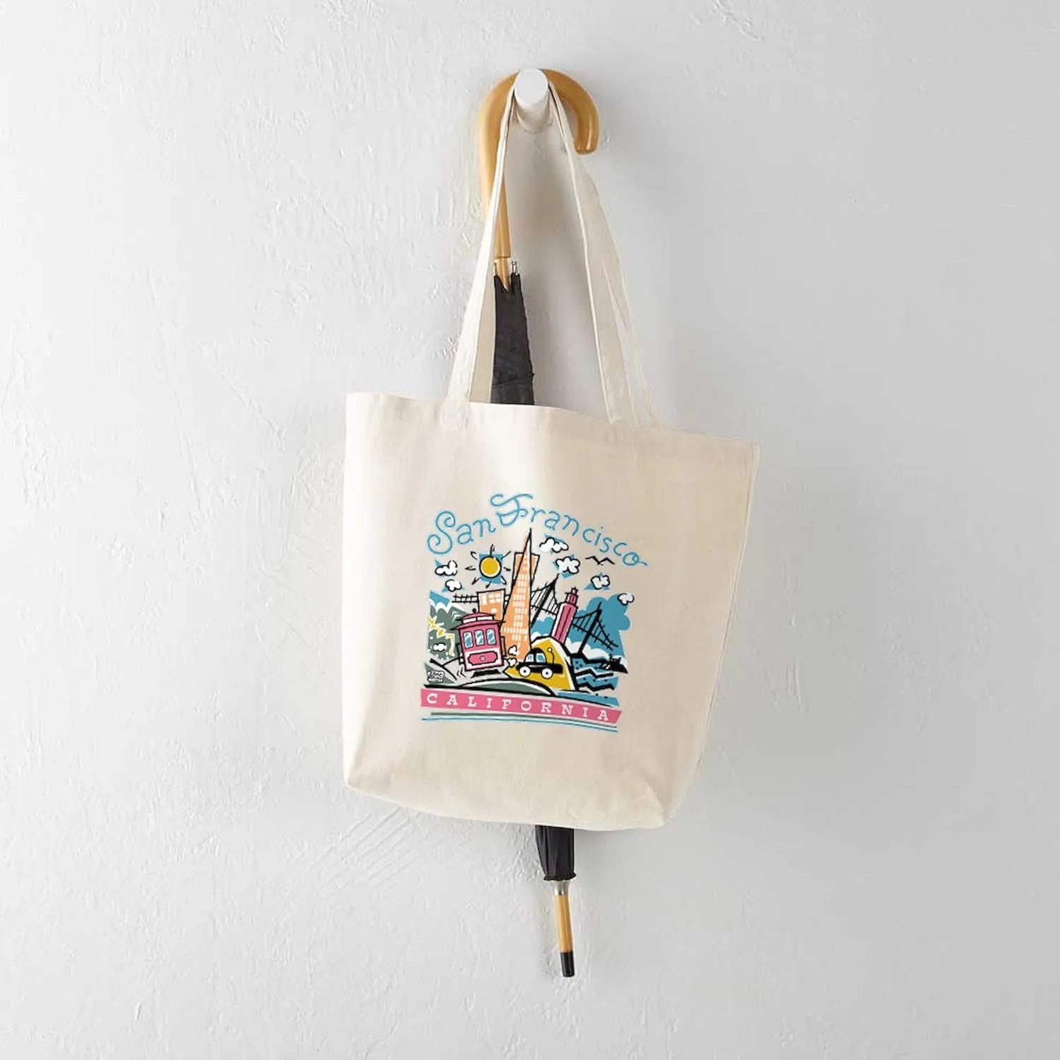 CafePress Fun San Francisco Tote Bag Natural Canvas Tote Bag, Reusable Shopping Bag