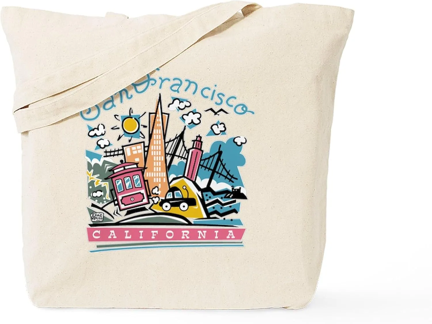 CafePress Fun San Francisco Tote Bag Natural Canvas Tote Bag, Reusable Shopping Bag