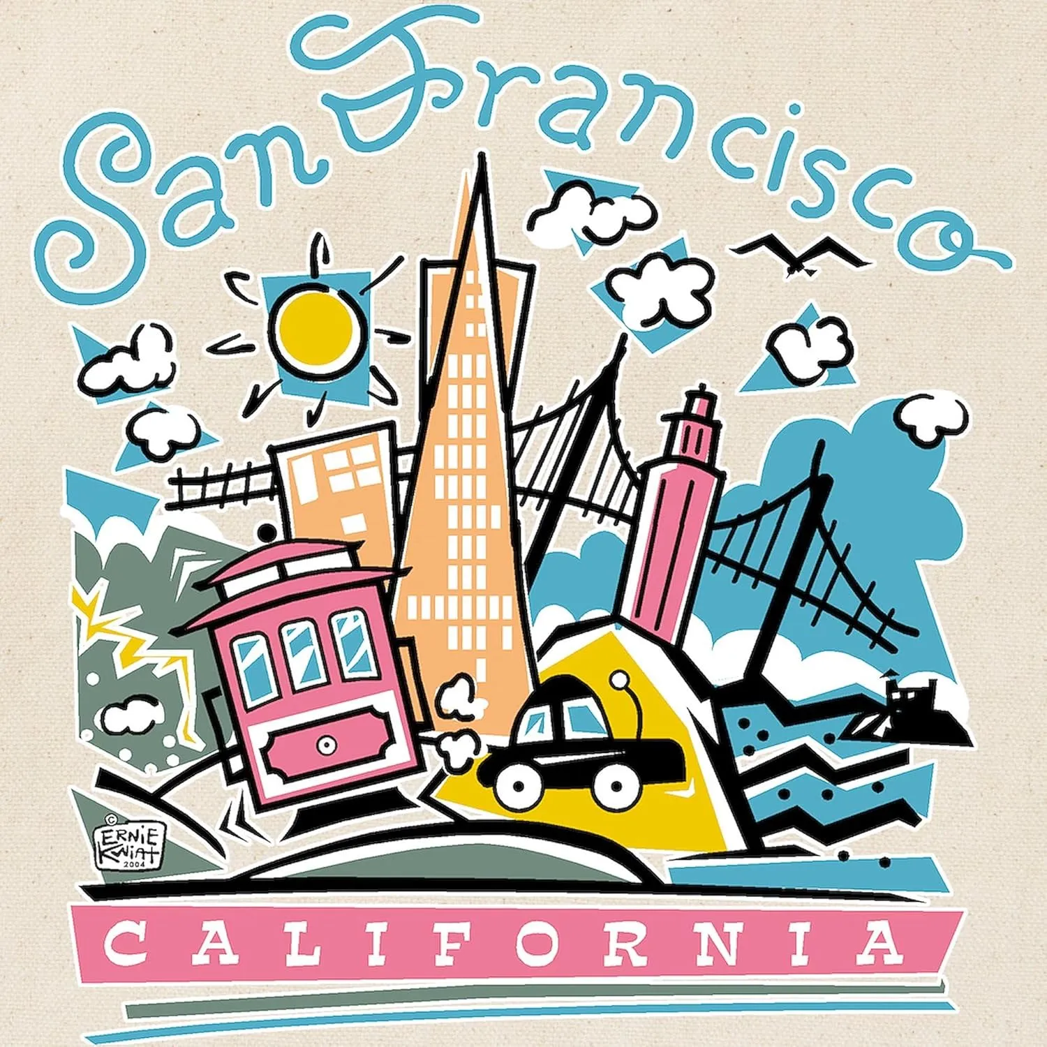 CafePress Fun San Francisco Tote Bag Natural Canvas Tote Bag, Reusable Shopping Bag