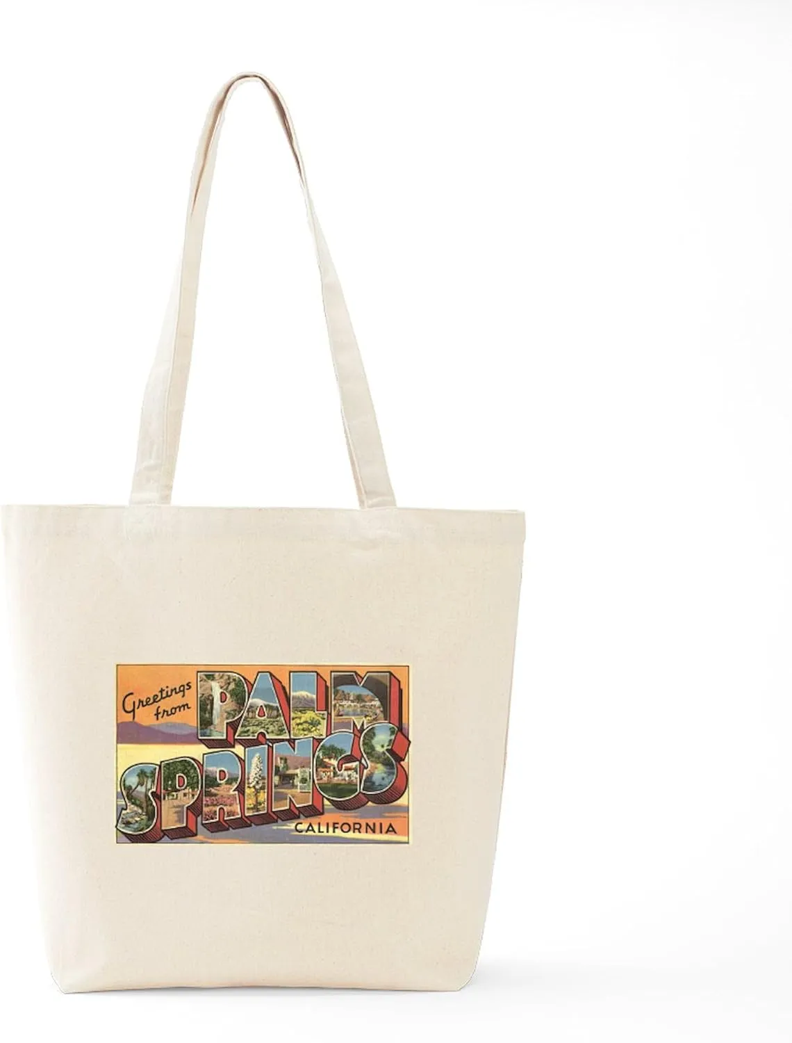 CafePress Greetings From Palm Springs Tote Bag Natural Canvas Tote Bag, Reusable Shopping Bag