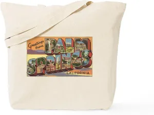 CafePress Greetings From Palm Springs Tote Bag Natural Canvas Tote Bag, Reusable Shopping Bag
