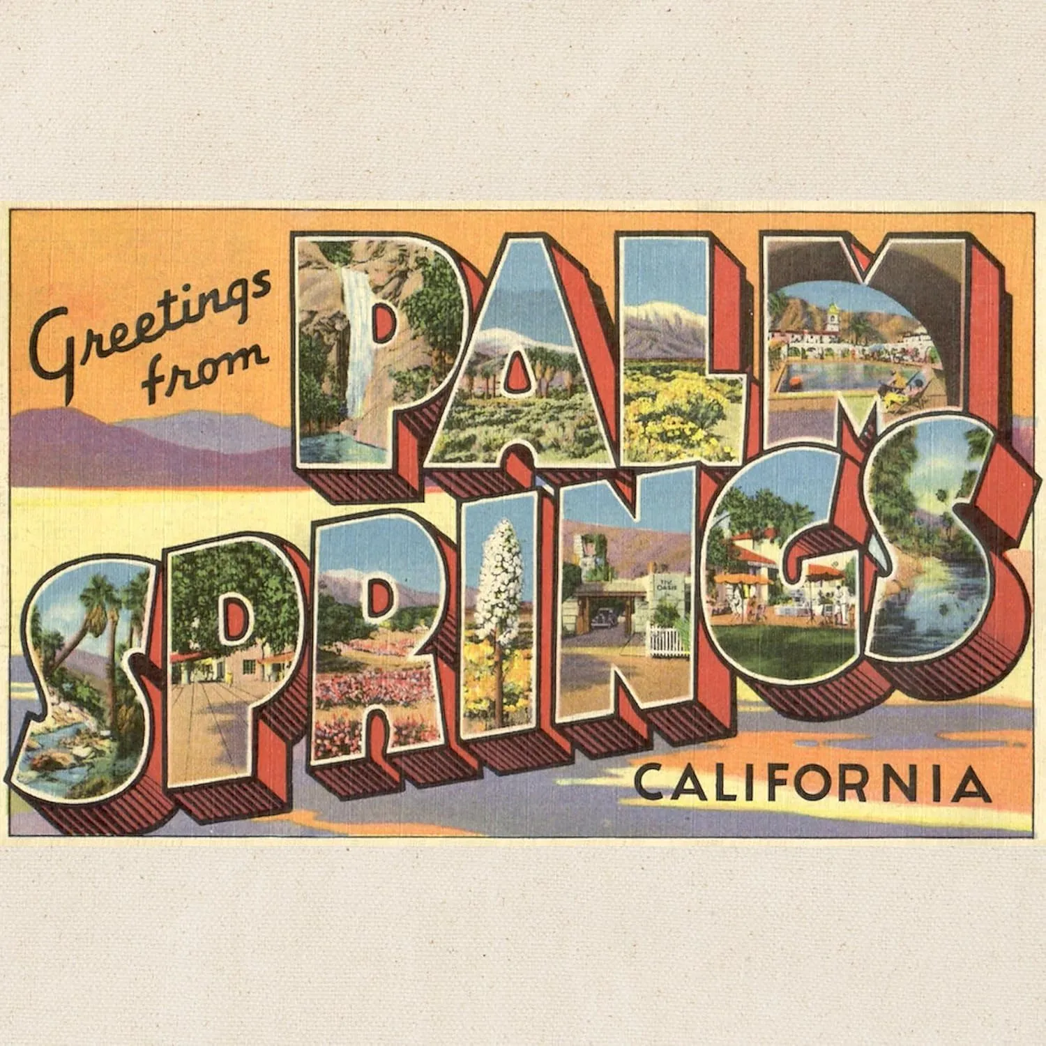 CafePress Greetings From Palm Springs Tote Bag Natural Canvas Tote Bag, Reusable Shopping Bag
