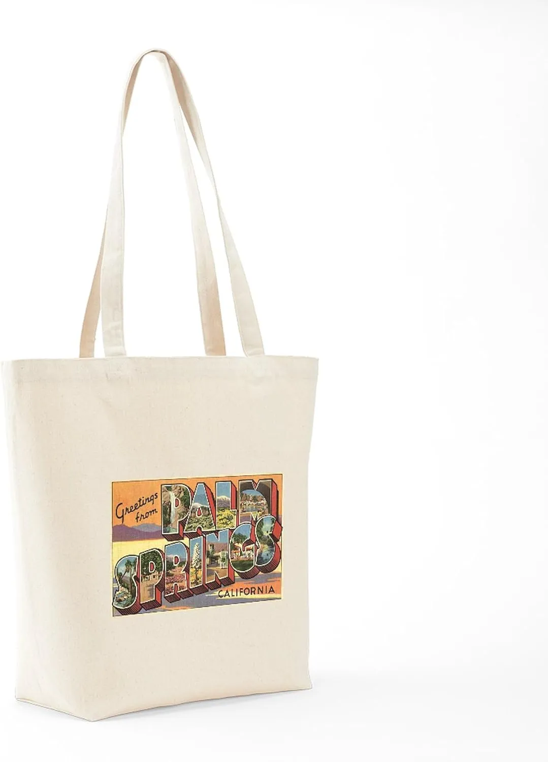 CafePress Greetings From Palm Springs Tote Bag Natural Canvas Tote Bag, Reusable Shopping Bag