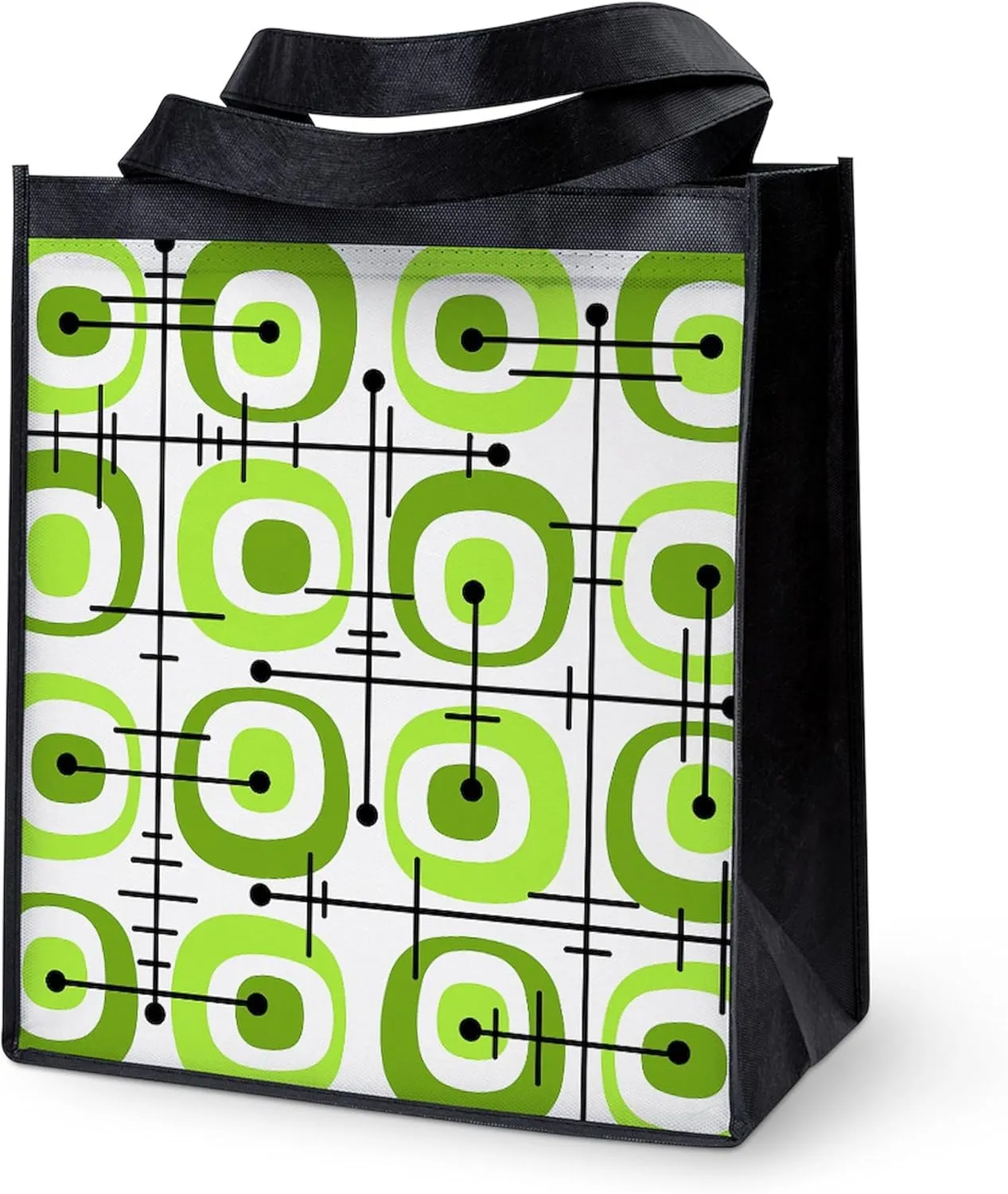 CafePress MCM Abstract Pattern Chartreuse Reusable Collapsible Grocery Bag