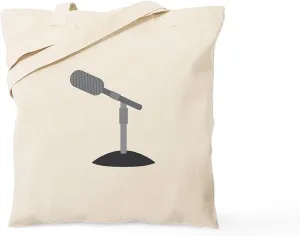 CafePress Microphone Desk Stand Tote Bag Reusable Natural Beige Canvas Shopping Bag