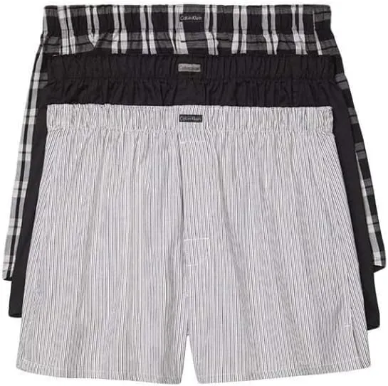 Calvin Klein Men's Underwear Cotton Classics 3-Pack Woven Boxer