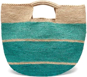 Camden Ombre Stripes Raffia Carryall Tote Straw Beach Bag