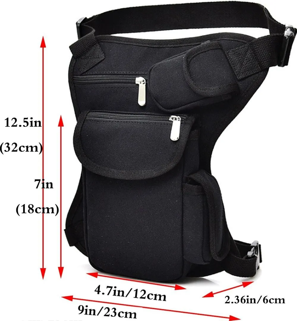 Canvas Hiking Waist Fanny Pack Tactical Drop Leg Bag Purse Running Waist Belt Hip Bag Outdoors Motorcycle Bike Cycling Pouch Shoulder Bag