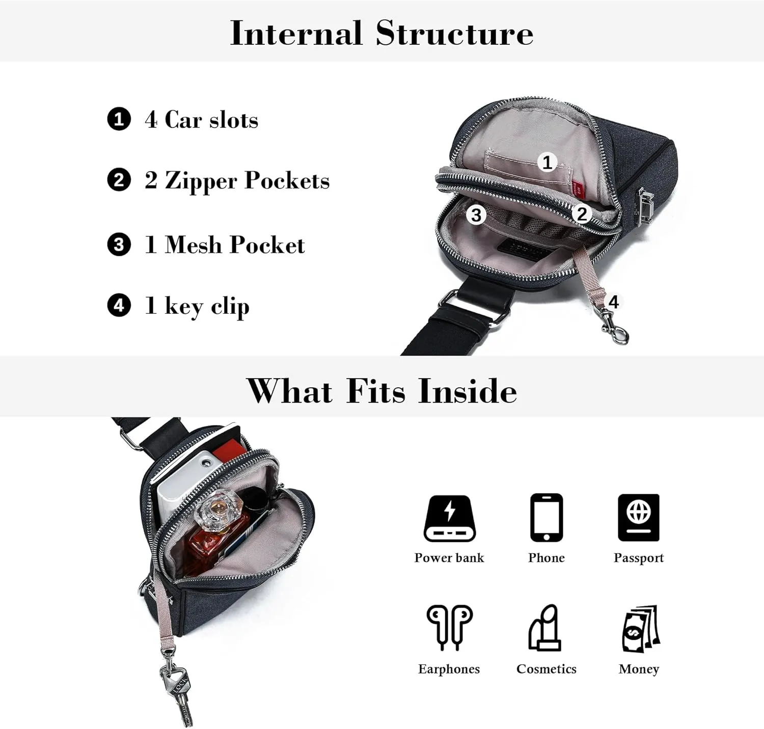 Canvas Small Sling Bag for Women Men Anti Theft Crossbody Bags RFID Blocking Cross Body Bag for Woman Travel Sling Purse
