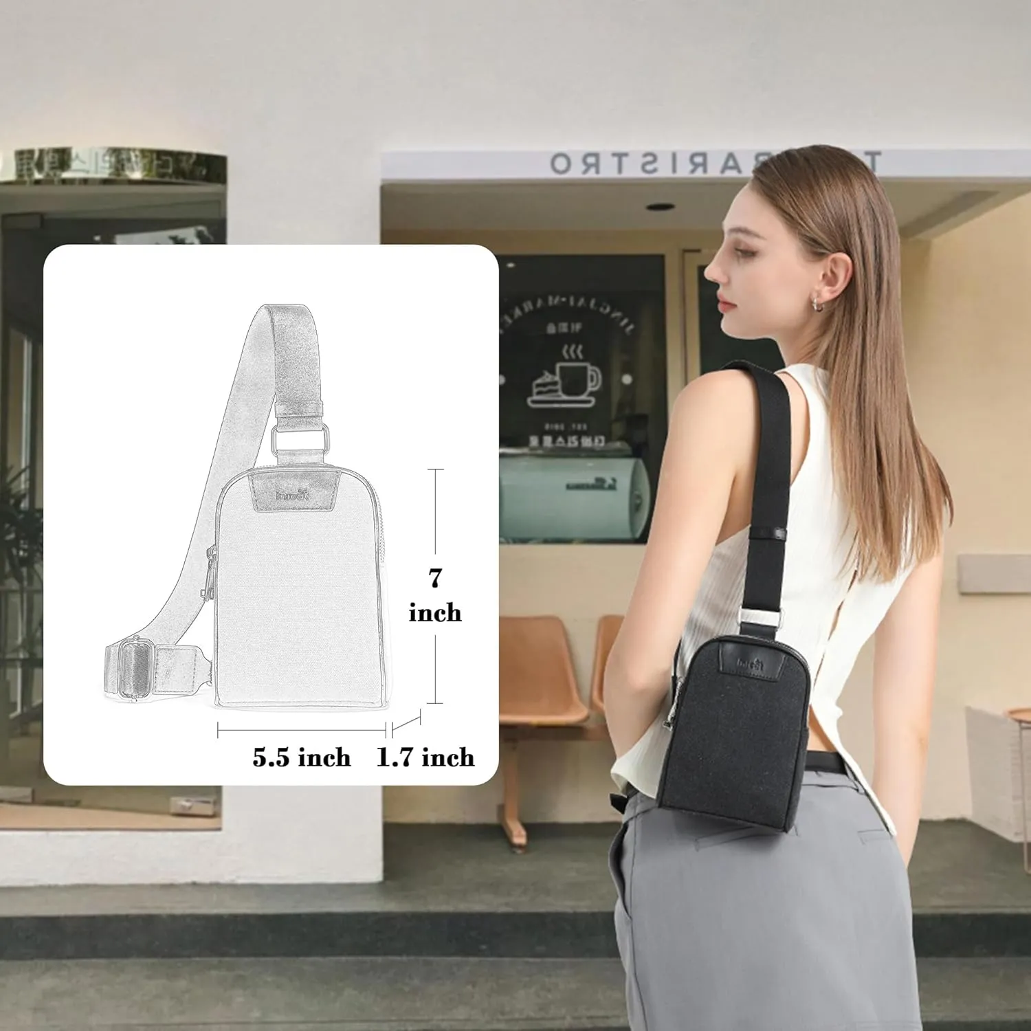 Canvas Small Sling Bag for Women Men Anti Theft Crossbody Bags RFID Blocking Cross Body Bag for Woman Travel Sling Purse