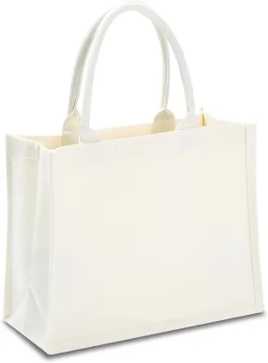 Canvas Tote Bags for Travel, Work & Beach - 14.5"x6"x10" Reusable Grocery Bags - Plain & DIY, Bulk Pack of 1