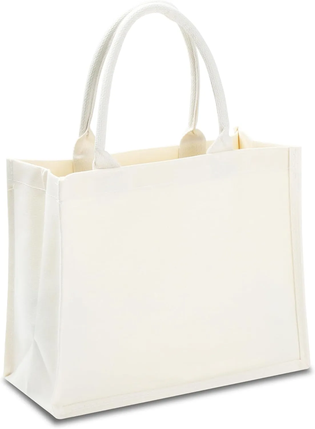 Canvas Tote Bags for Travel, Work & Beach - 14.5"x6"x10" Reusable Grocery Bags - Plain & DIY, Bulk Pack of 1