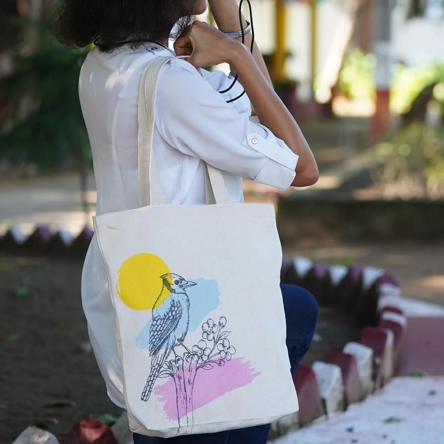 Canvas Zip Tote Cotton, Ecofriendly Printed Tote Bags For Travel, College, Beach, Shopping, Everyday Shoulder Bag