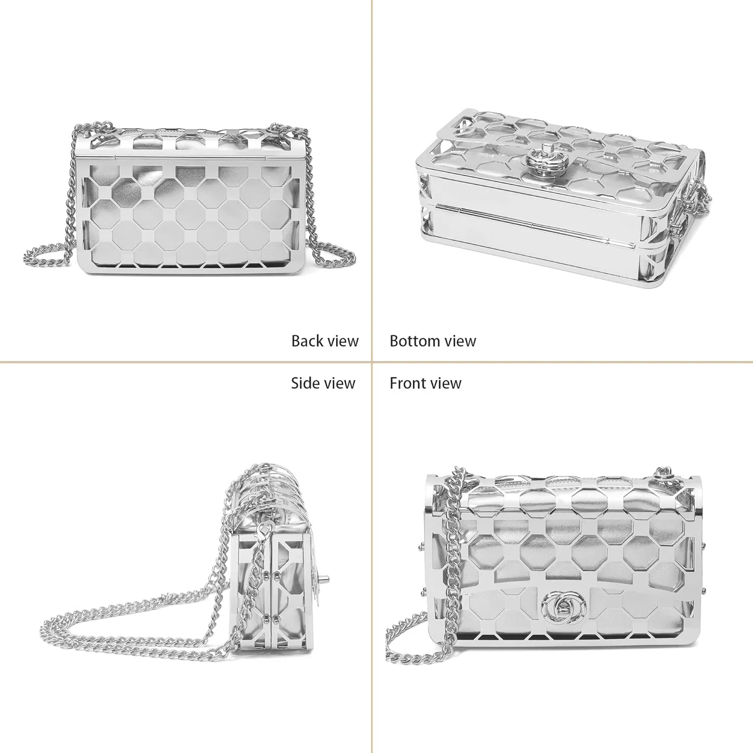 CARIEDO Women Evening Bag Elegant Clutch Purse Exquisite Velvet Metal Hollow out Handbags Prom Wedding Party (black)