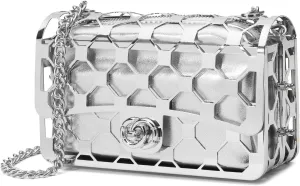 CARIEDO Women Evening Bag Elegant Clutch Purse Exquisite Velvet Metal Hollow out Handbags Prom Wedding Party (black)