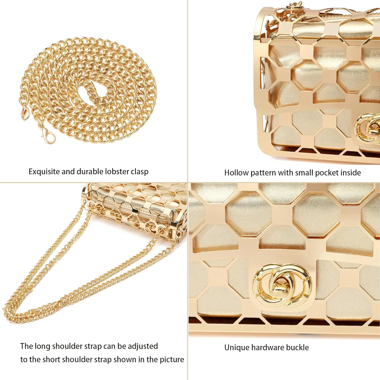 CARIEDO Women Evening Bag Elegant Clutch Purse Exquisite Velvet Metal Hollow out Handbags Prom Wedding Party (black)