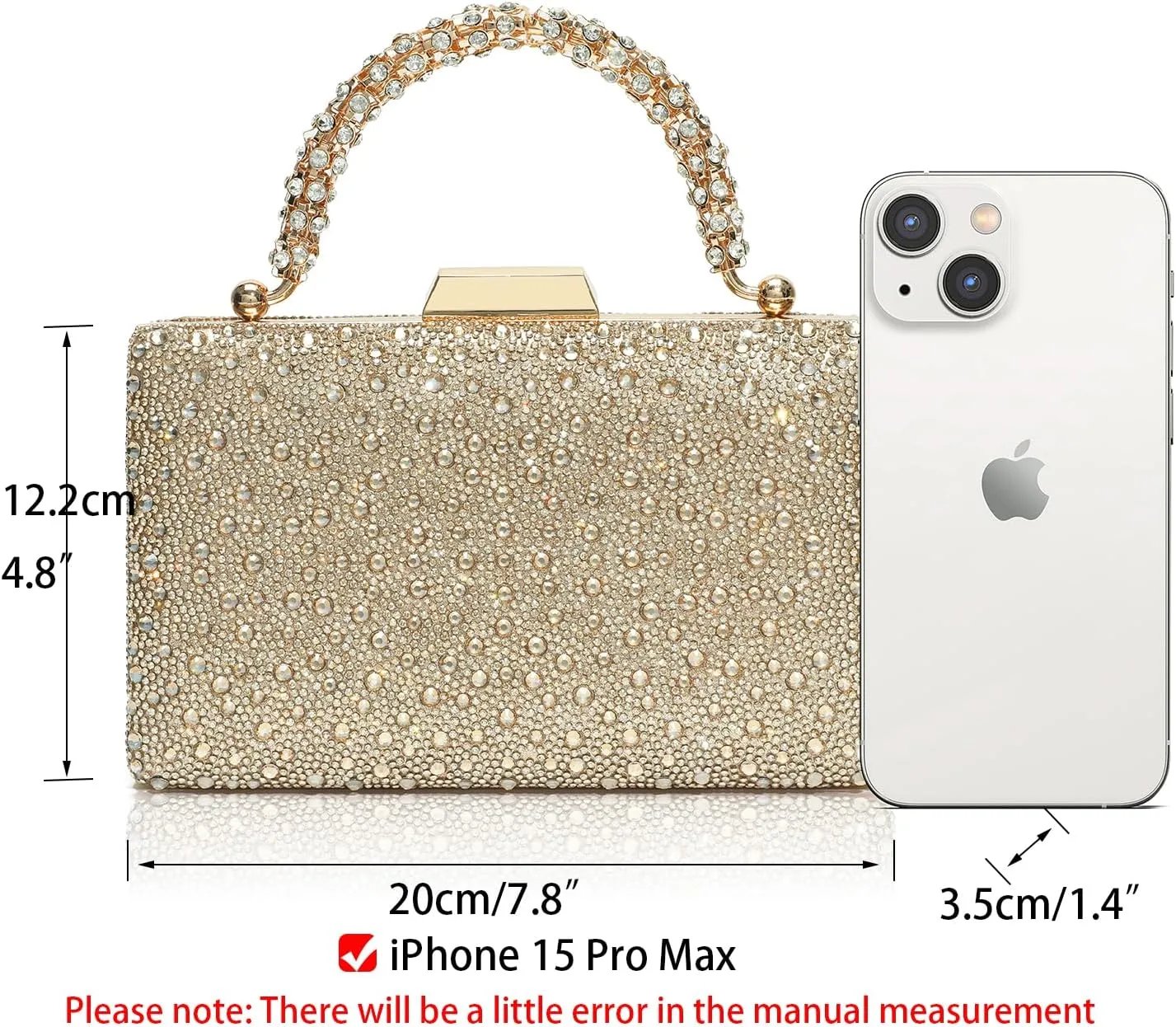 CARIEDO Women's Evening Bag Elegant Clutch Sophisticated Diamond Handbag Prom Wedding Party