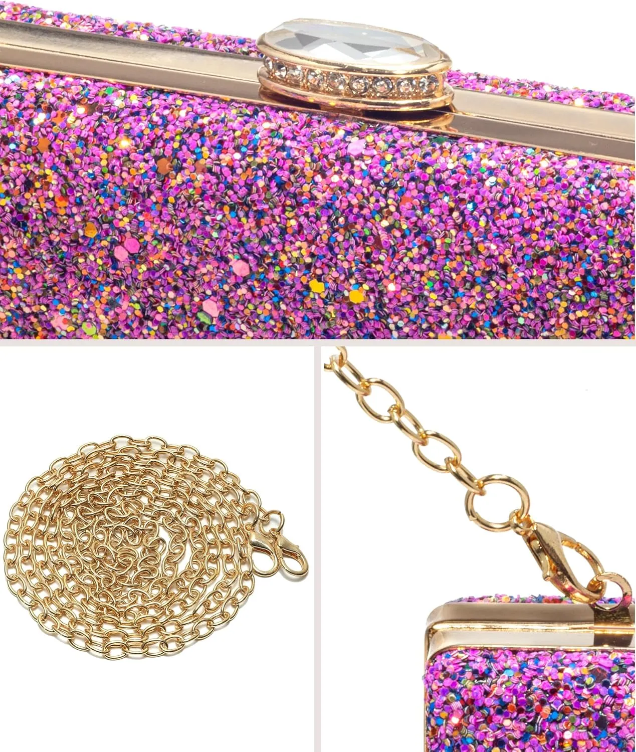 CARIEDO Women's Evening Bag Elegant Clutch Sophisticated Diamond Handbag Prom Wedding Party