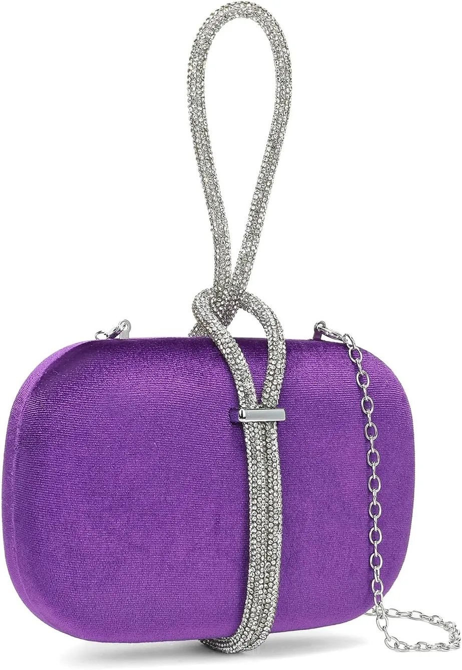 CARIEDO Women's Rhinestones Evening Handbag Crystal Velvet Clutch Bridal Purse for Wedding Prom Night Out Party