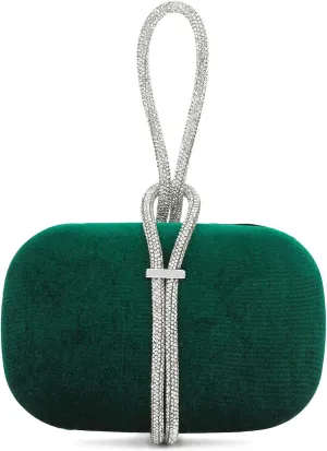 CARIEDO Women's Rhinestones Evening Handbag Crystal Velvet Clutch Bridal Purse for Wedding Prom Night Out Party