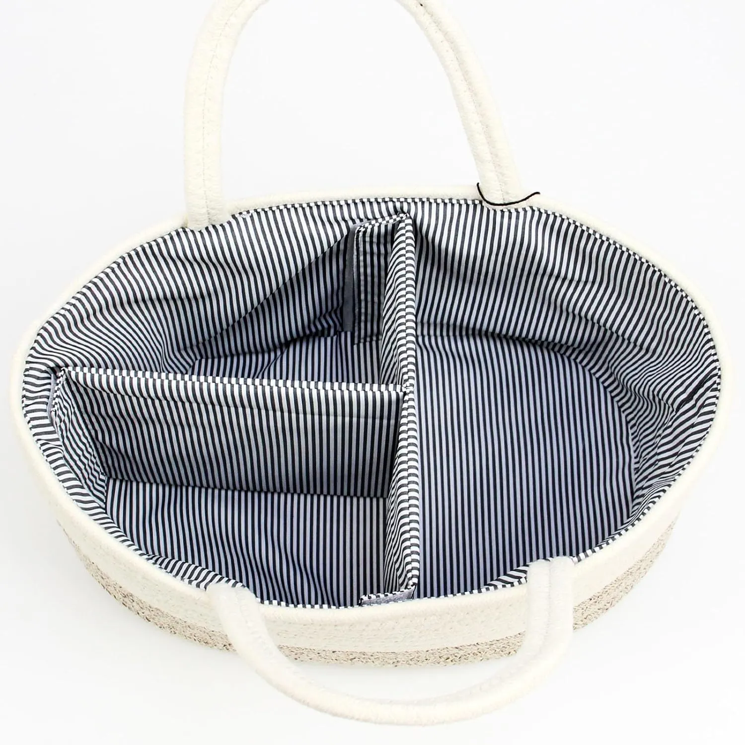 Casaphoria Caddy Organize Woven Hamper Cotton Rope Basket Caddy for Storage, 100% Cotton Towel Basket with Handle, Portable Bag, Light Brown (14.2''8.7''7.1'')
