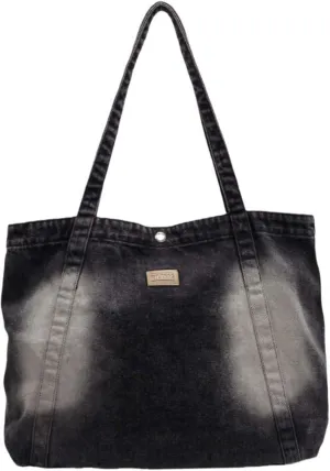Casual Denim Shoulder Bag for Women, New Jean Hobo Tote Bag with Zipper