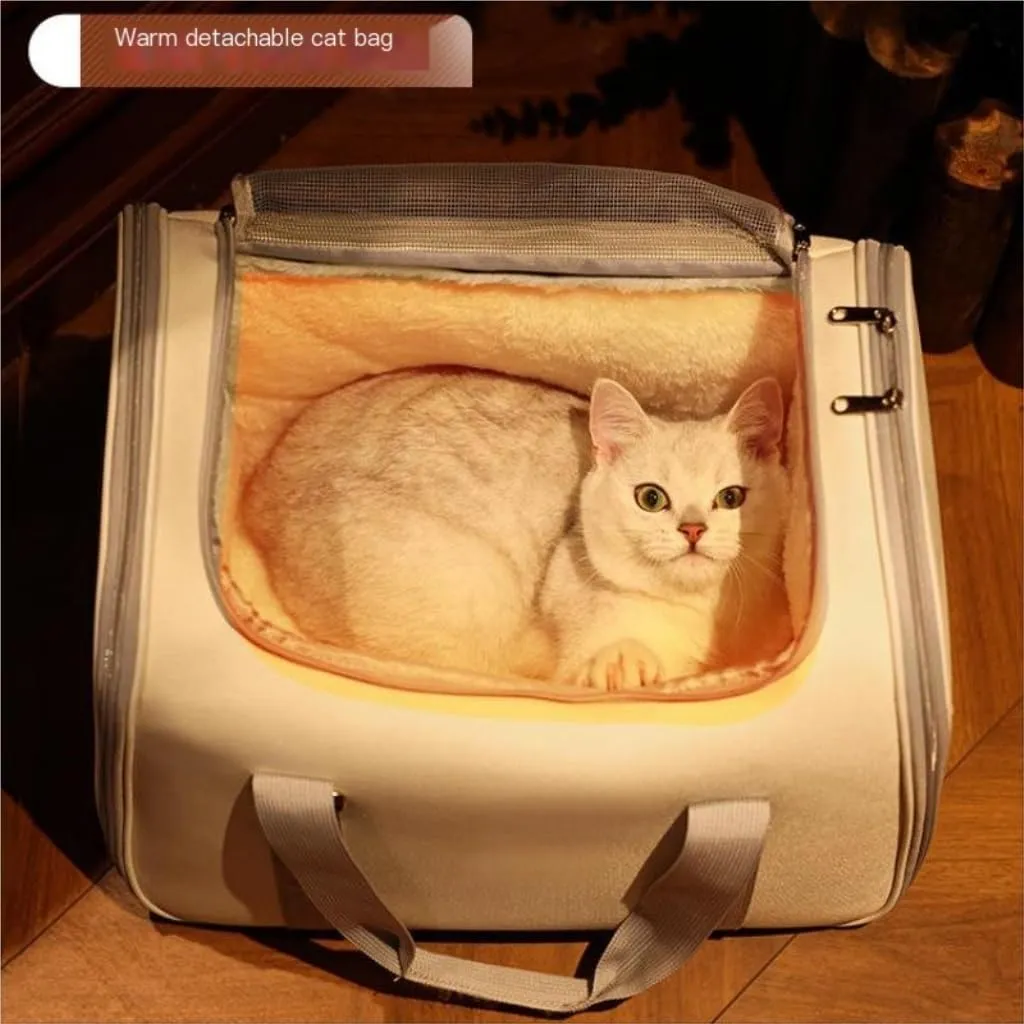 cat Bags Cat Bag, Portable Backpack, Shoulder Handbag, Winter Warm Plus Velvet Cat Bag, Dual-Purpose Cat Nest Pet Bag Soft Side Travel Cat Bag