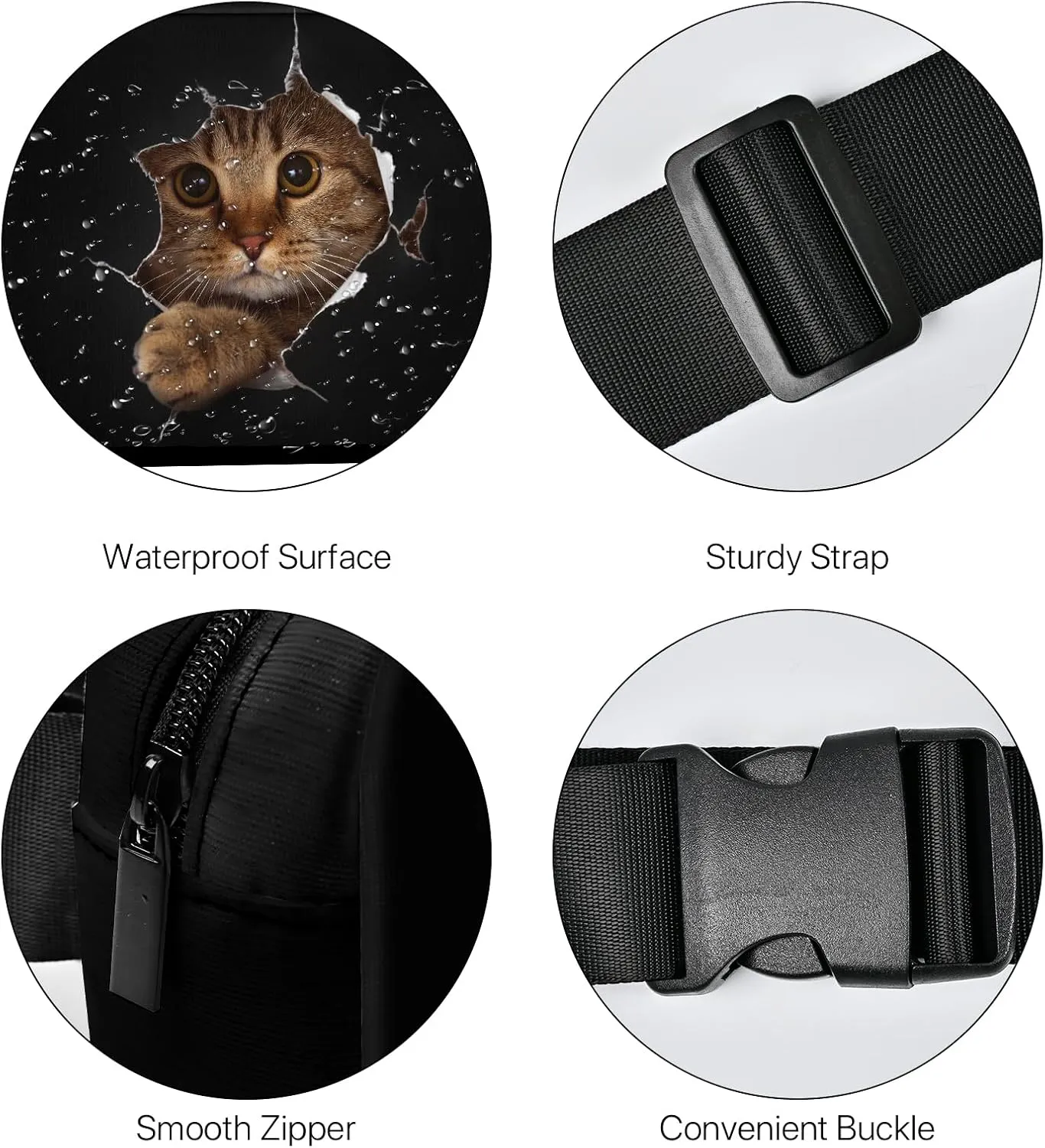 Cat Fanny Pack Travel Belt Bag Fashion Crossbody Bags for Women Waist Pack Lightweight with Adjustable Strap